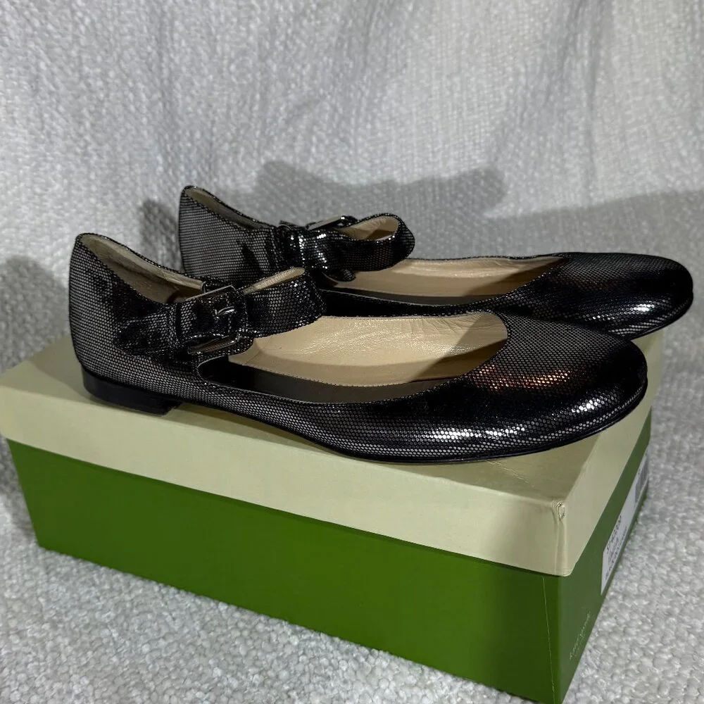 kate spade new‎ york Paola Mary Jane Shoes 9M Shiny Black Dot Metallic